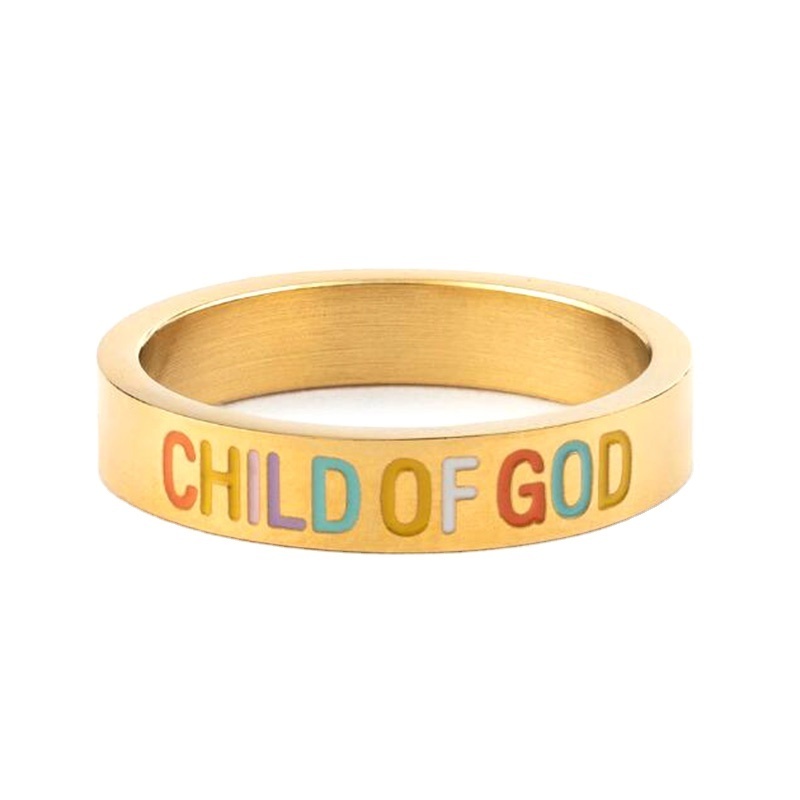 Stainless Steel GOLD CHILD OF GOD RING