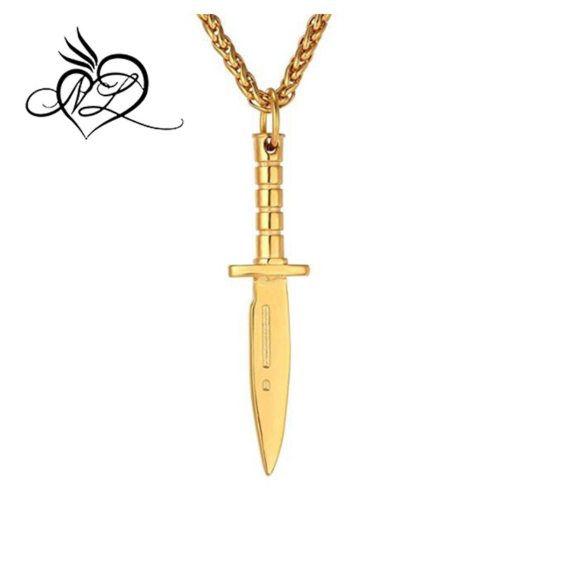 Cool Dagger Sword Necklace & Pendant Men Stainless Steel Jewelry