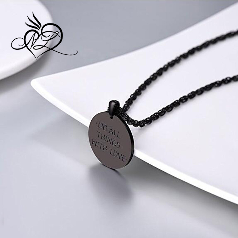 Cross Inspirational Necklace,Engraving Words Mens Womens Jewelry