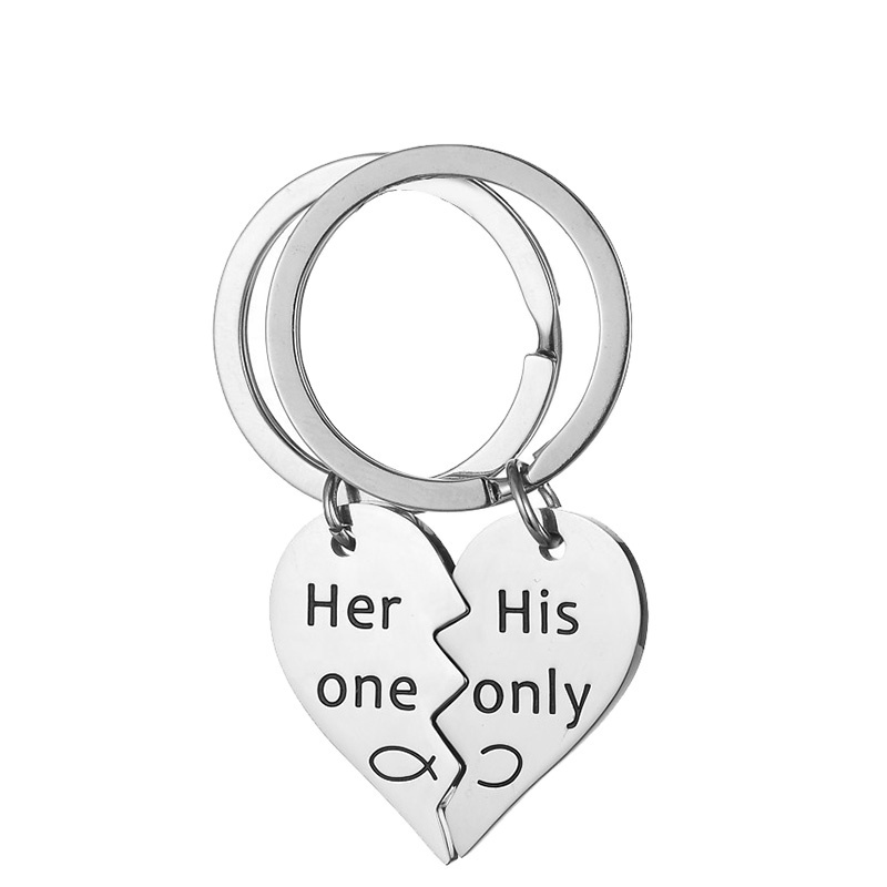 LOORDON Stainless Steel Couple Her One His Only Keychains