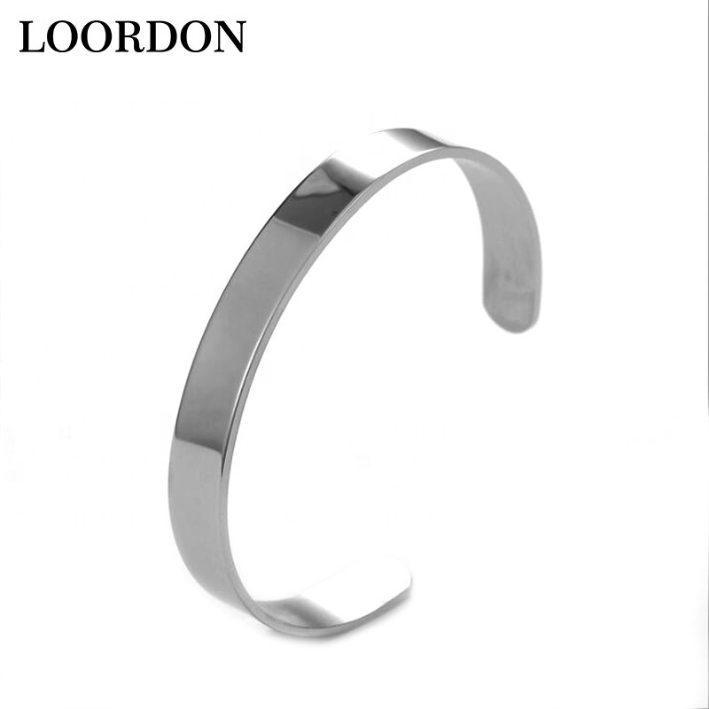 LOORDON Plain Stainless Steel Cuff Bangle Bracelet Custom Made Logo Color