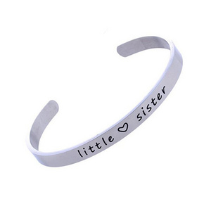 Stainless Steel Big Sis Middle Sis Little Sister Cuff Bangle Sister Bracelet Sister Jewelry Gift