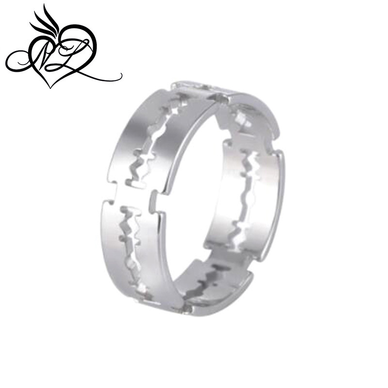 Stainless Steel Blade Ring for Men Women Exaggerated Charm Punk Razor Finger Ring