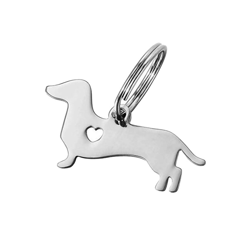 Stainless Steel Dachshund Keychain 3x1.6cm