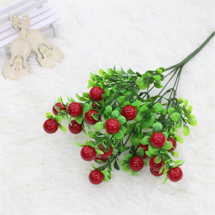 YDQG01 Decoration Small Fruits Plants Thanksgiving New Year Wedding Christmas Artificial Red Berry Branch