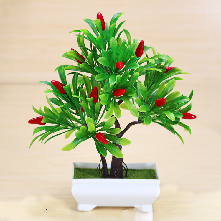 Factory wholesale PENZ018 green bonsai artificial plants potted lemon plastic fruit tree