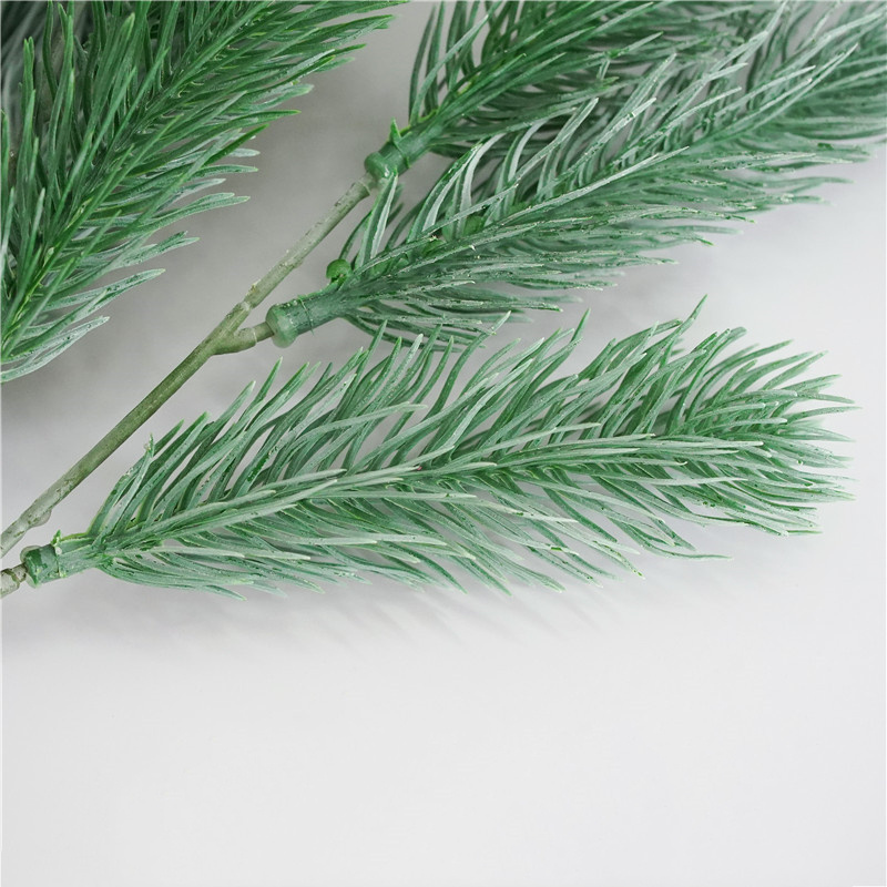 YSZ02 new simulated faux plastic snow leaves white decorative branch artificial pine needles for Christmas tree home decoration