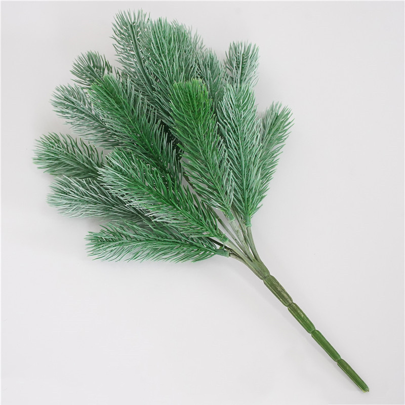 YSZ02 new simulated faux plastic snow leaves white decorative branch artificial pine needles for Christmas tree home decoration