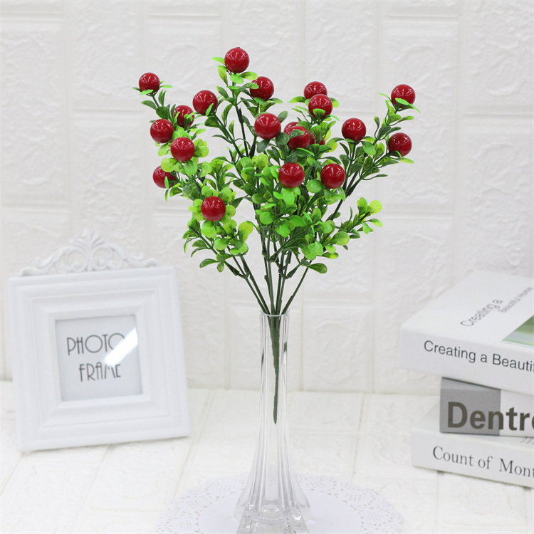 YDQG01 Decoration Small Fruits Plants Thanksgiving New Year Wedding Christmas Artificial Red Berry Branch