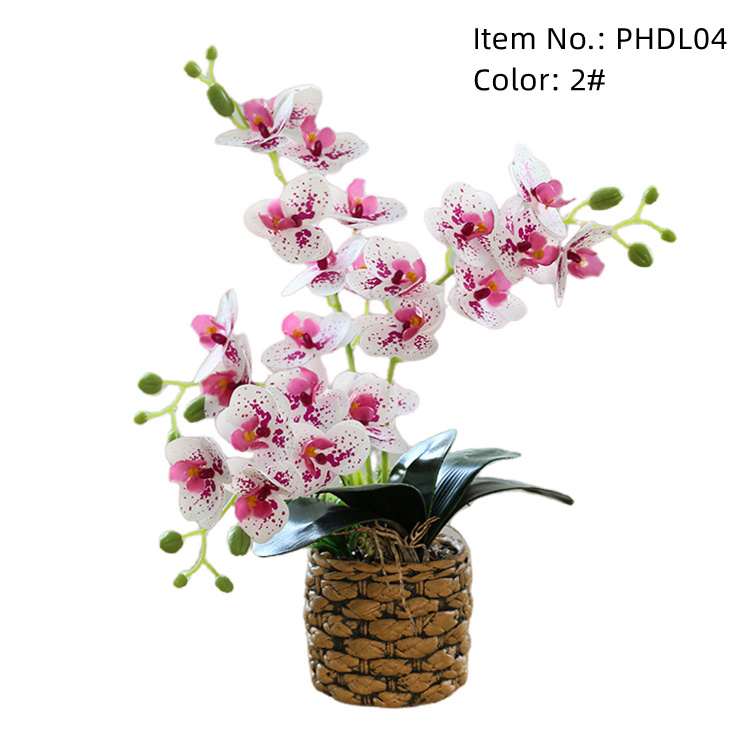 Lorenda PHDL04 potted fake-flowers faux golden cement pot bonsai decor silk white butterfly orchids artificial orchid flower