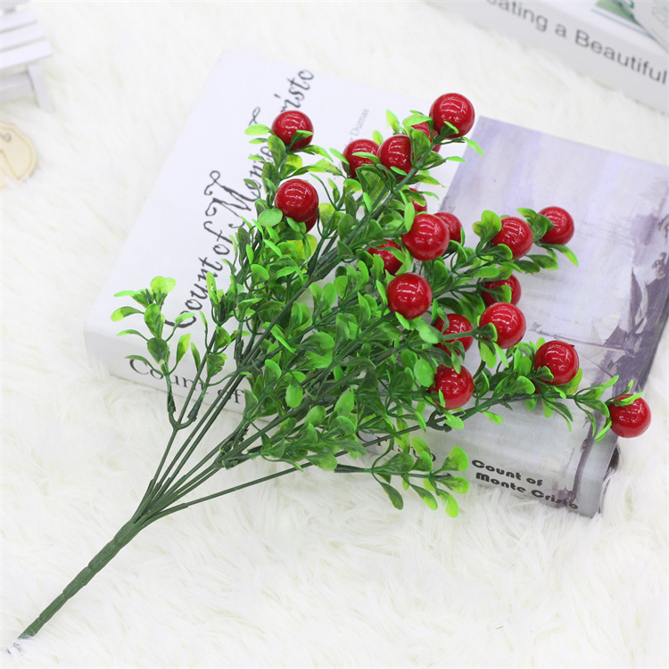 YDQG01 Decoration Small Fruits Plants Thanksgiving New Year Wedding Christmas Artificial Red Berry Branch