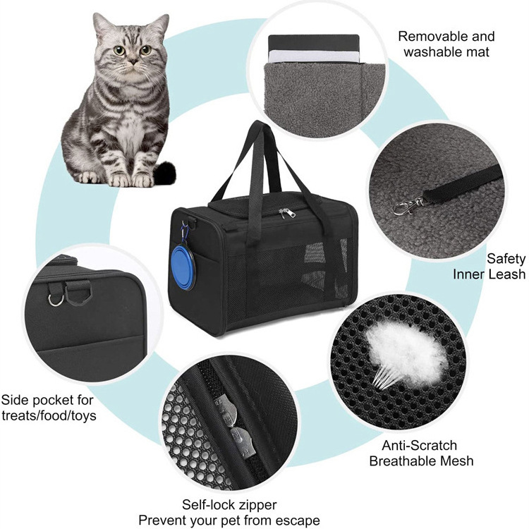 Fashion Design Custom Travel Pet Cat Outdoor Carrier Bag Airline Approved Pet Cat Dog Travel Bag