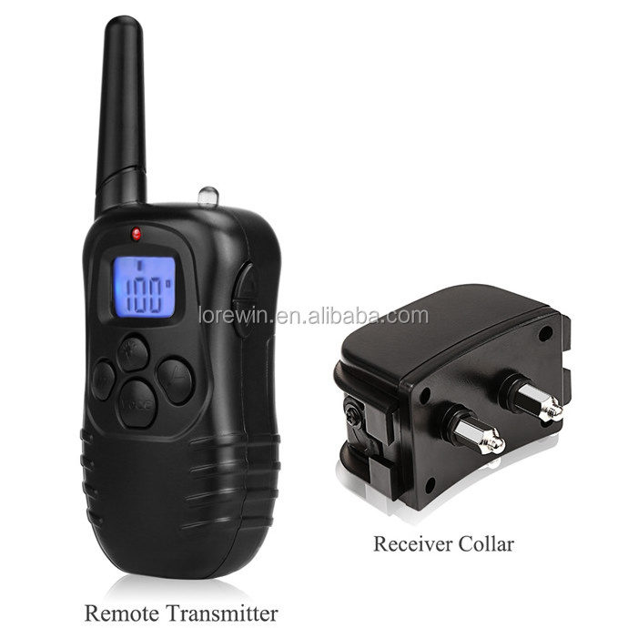 Petrainer PET988D Remote LCD 100LV 300M l Electric Shock Vibration Remote Anti Bark Pet Dog Training Collar