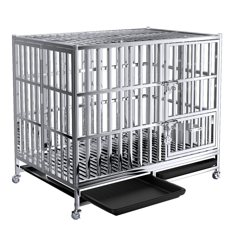 Heavy Duty Stainless Steel Dog Cage Kennel With Wheels For Small Dogs Teddy Pomeranian poodle 79#