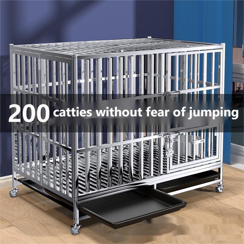 Heavy Duty Stainless Steel Dog Cage Kennel With Wheels For Small Dogs Teddy Pomeranian poodle 79#