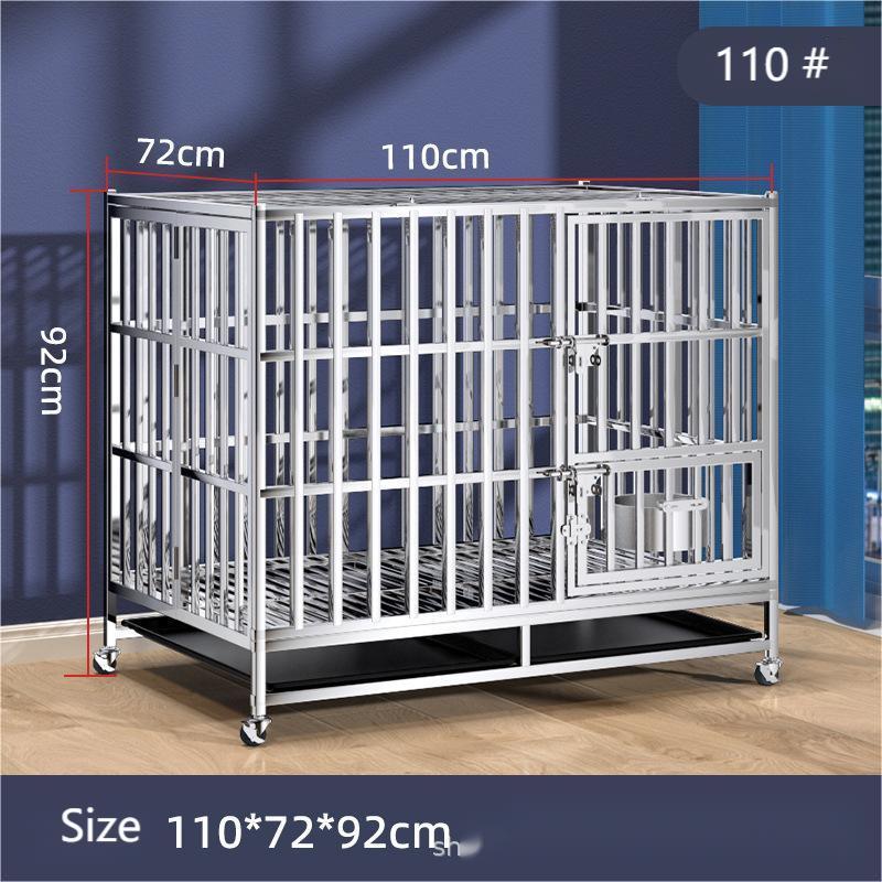 Heavy Duty Stainless Steel Dog Cage Kennel With Wheels For  Dogs Samoyed Border Collie Siberian Husky 110#