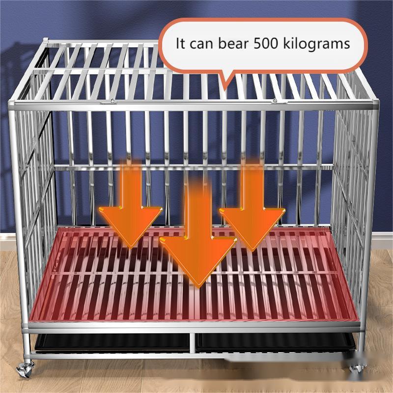 Heavy Duty Stainless Steel Dog Cage Kennel With Wheels For  Dogs Samoyed Border Collie Siberian Husky 110#