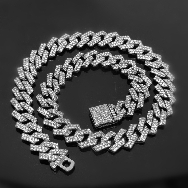 Hot sale Fashion metal cat dog  Luxury diamond cuban collar chains with design secure buckle