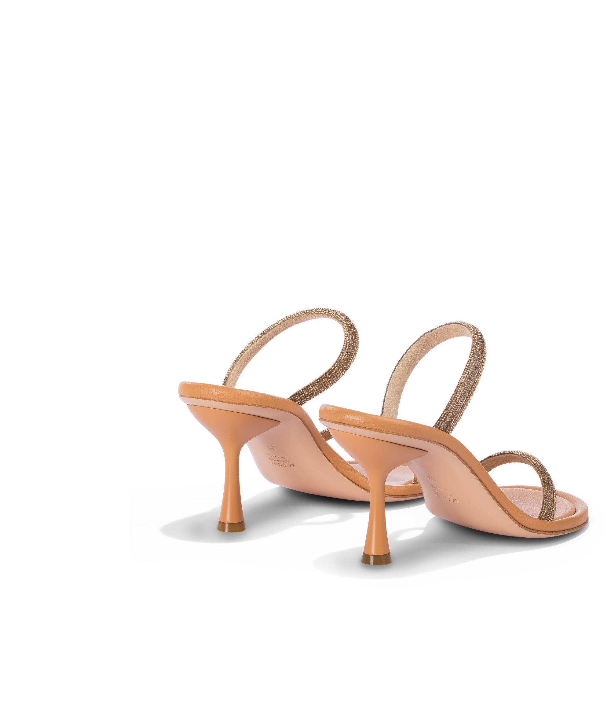 Nude nappa sandals with golden rhinestones crafted in Italy and stiletto 8 cm heel for wholesale