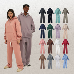 Unisex straight wide leg sweatsuit manufacture oversized tracksuit sweat pants and hoodie set jogger with open bottom pants