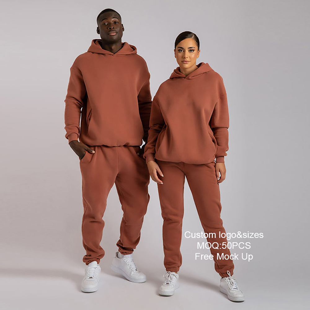 Custom 2 Piece men Jogger Sets High Quality Sweatpants and Hoodie Set Unisex Oversize Tracksuit Sweatsuit