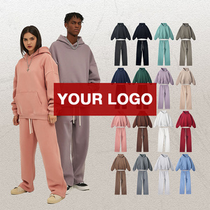 Custom logo tracksuit sportswear jogging suits sweatsuits womens heavyweight no strings sweatpants hoodie and pants set for men