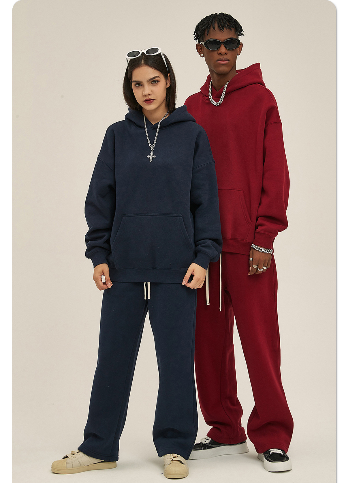 Unisex straight wide leg sweatsuit manufacture oversized tracksuit sweat pants and hoodie set jogger with open bottom pants