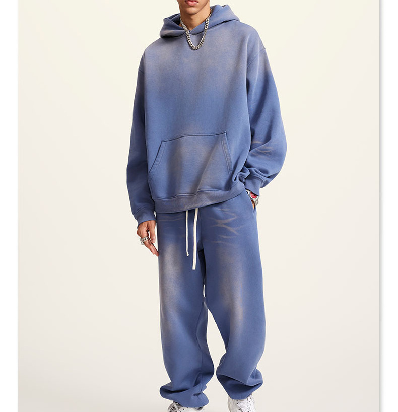 Acid wash sweat suit sweatpants and hoodie set acid washed heavy weight sweatpants and hoodie set