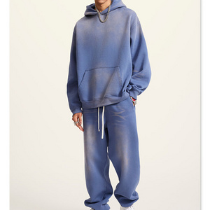 Acid wash sweat suit sweatpants and hoodie set acid washed heavy weight sweatpants and hoodie set