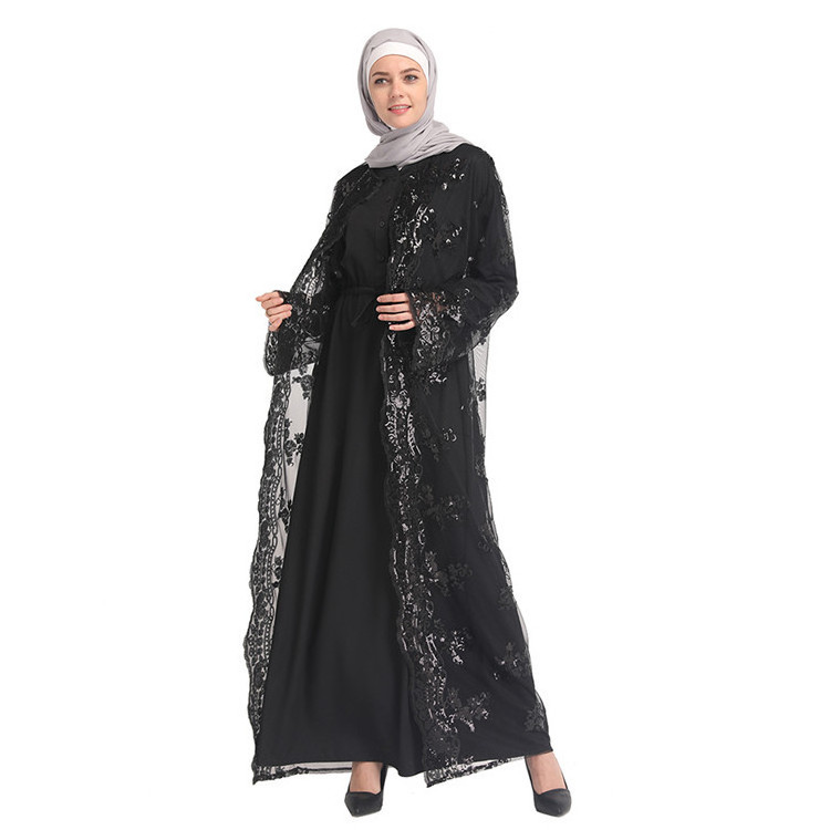 Lace 2019 Latest Designs Fashionable Women Black Cloak Haramain Thobe Men Muslim Clothing