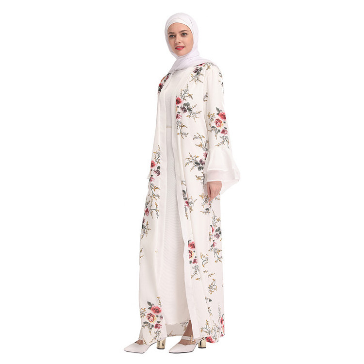 Printing 2019 New Fashion Pakistan Abaya White Burqa Designs For Women Baseball Cardigan Muslim Wedding Gift