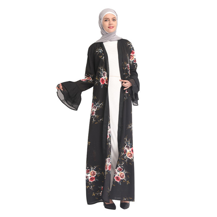 Printing 2019 New Fashion Pakistan Abaya White Burqa Designs For Women Baseball Cardigan Muslim Wedding Gift