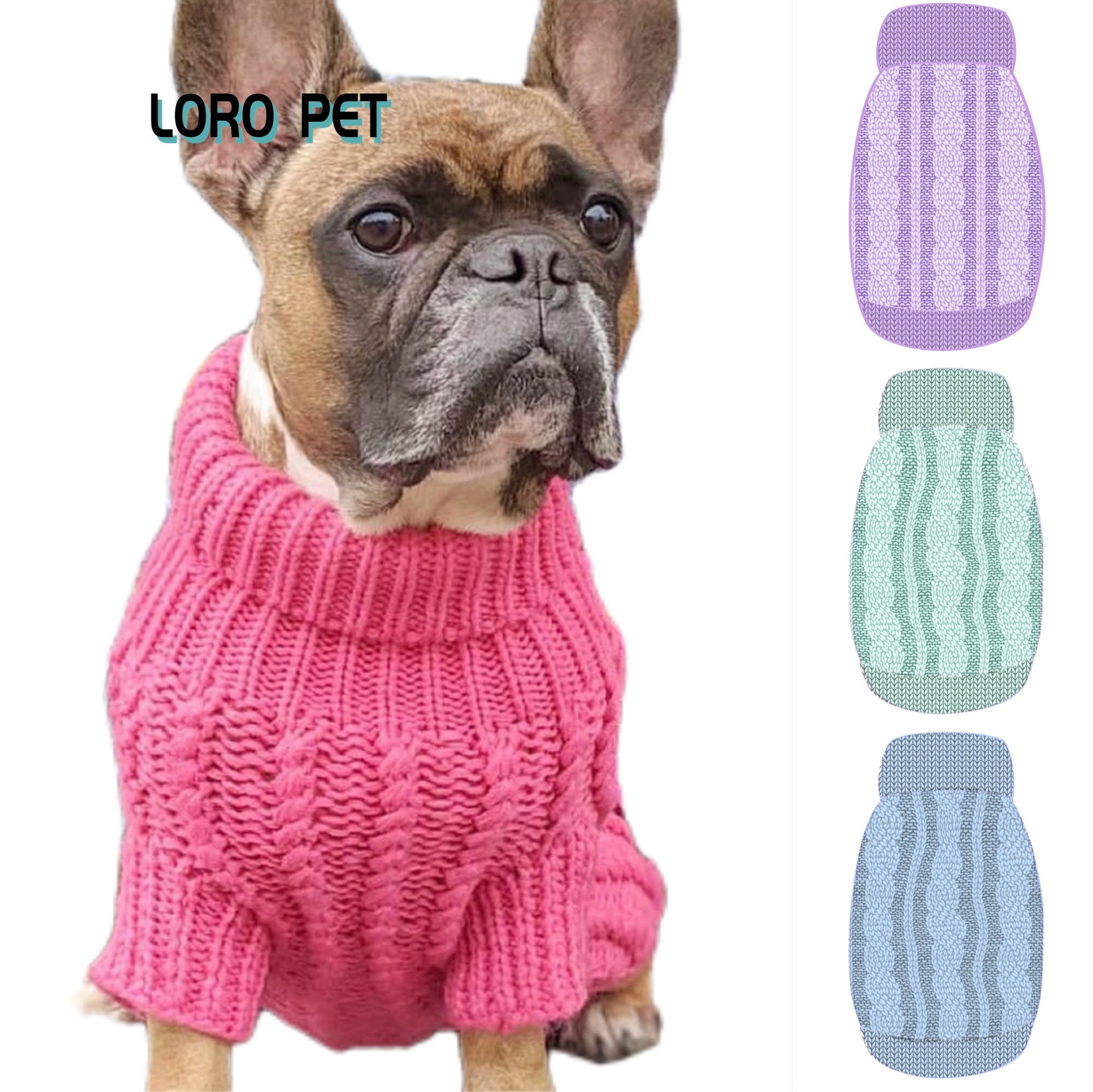 Fashion Designer Classic Cable Pet Knit Jumper Dog Sweater