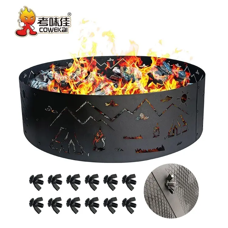 High Quality Outdoor Camping Wood Burning Fire Pit 36 Inch Round Portable Steel Charcoal Fire Ring