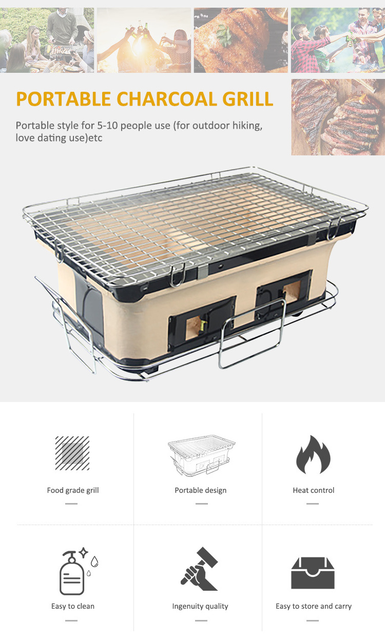 new design new trend Mini Japanese Style Yakitori Grill Ceramic Tabletop Grill Charcoal Hibachi Kebab Grill With Wholesale Price