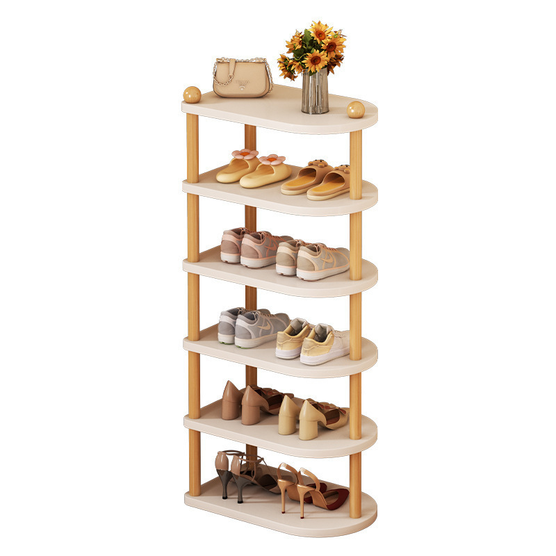 Multi-layer solid wood Shoe Rack Simple Easy To Assemble Household Removable natural wood color Shoes Holder With small Space