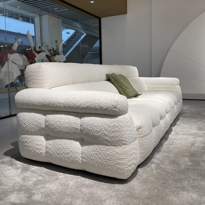 Cream style marshmallow sofa sherpa white modern French living room wabi-sabi small apartment sofa high back