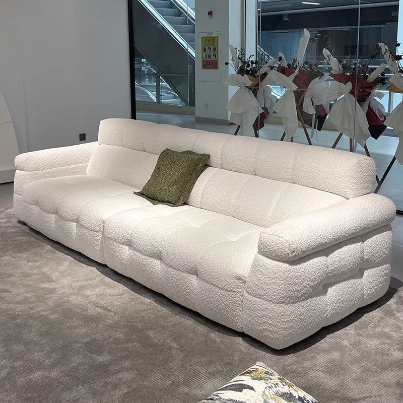 Cream style marshmallow sofa sherpa white modern French living room wabi-sabi small apartment sofa high back