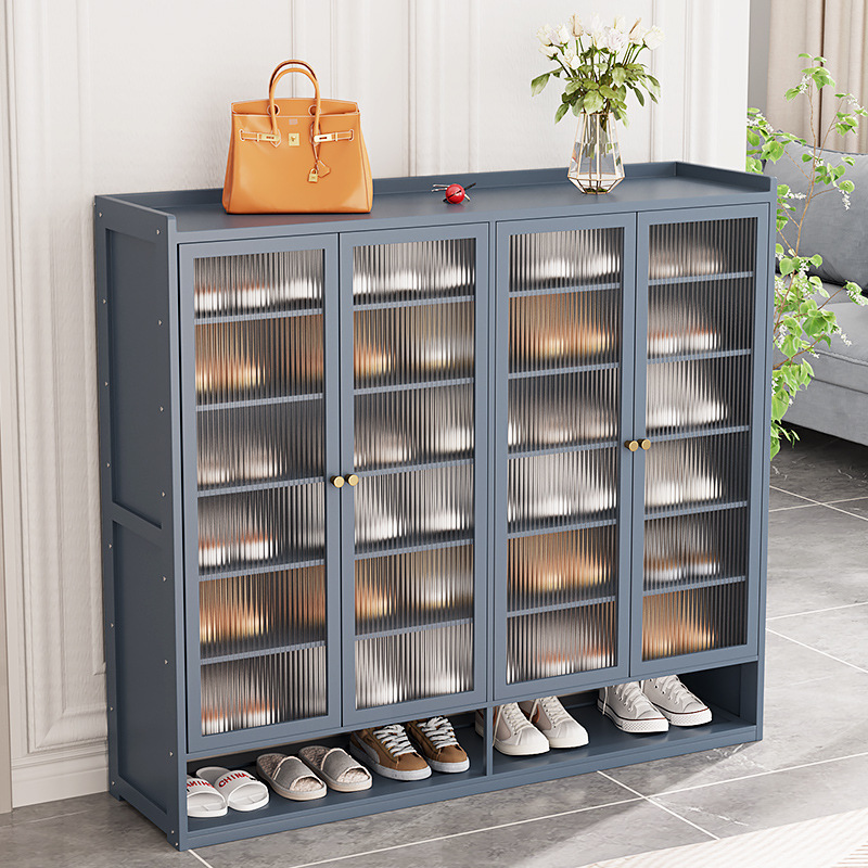 The latest Modern light luxury shoe cabinet solid bamboo shoe cabinet with glass door breathable modern furniture