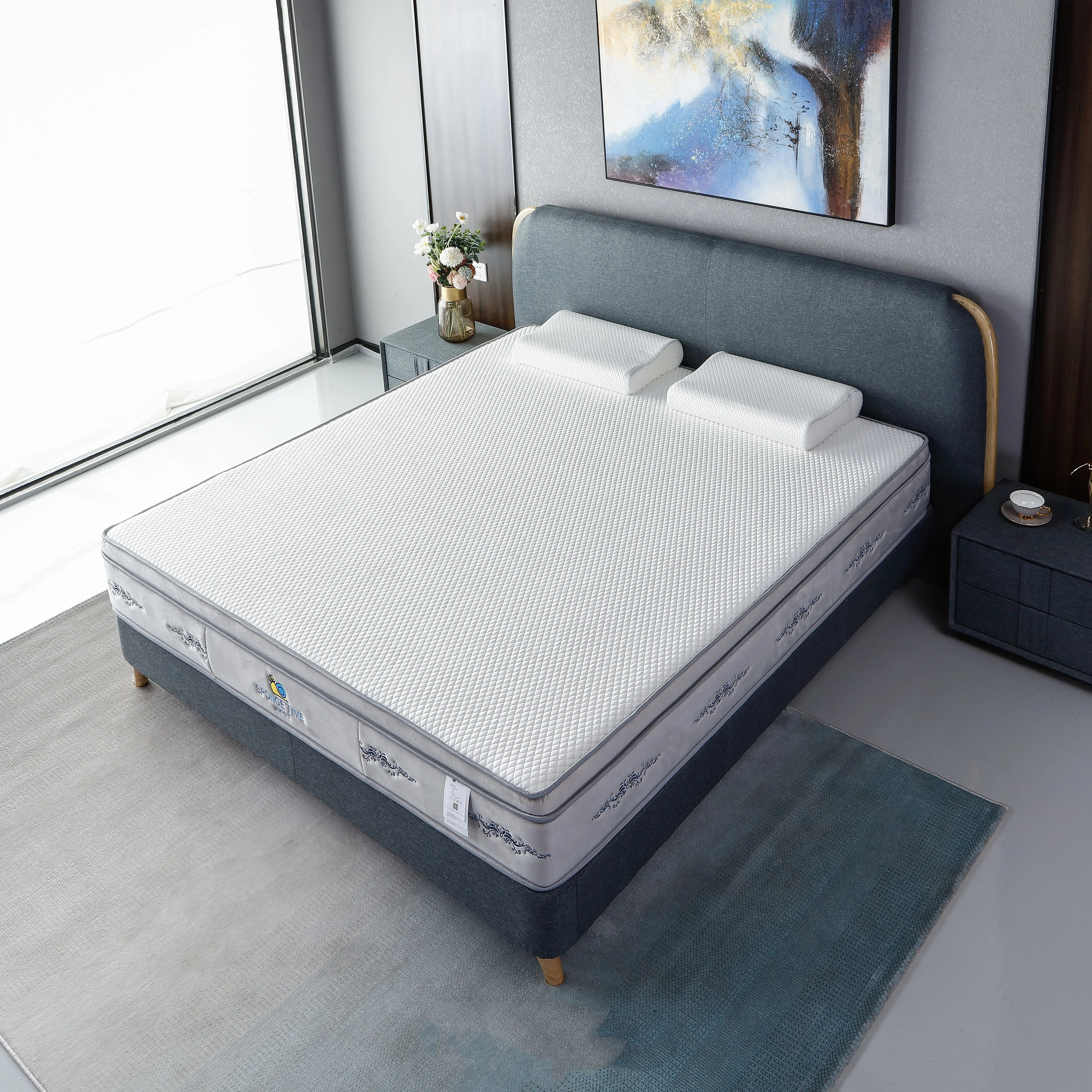 Aijia Y304 mattress jacquard fabric memory foam mattress breathable soft moderate hotel mattress