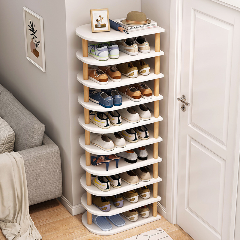 Multi-layer solid wood Shoe Rack Simple Easy To Assemble Household Removable natural wood color Shoes Holder With small Space