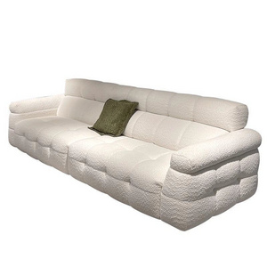 Cream style marshmallow sofa sherpa white modern French living room wabi-sabi small apartment sofa high back