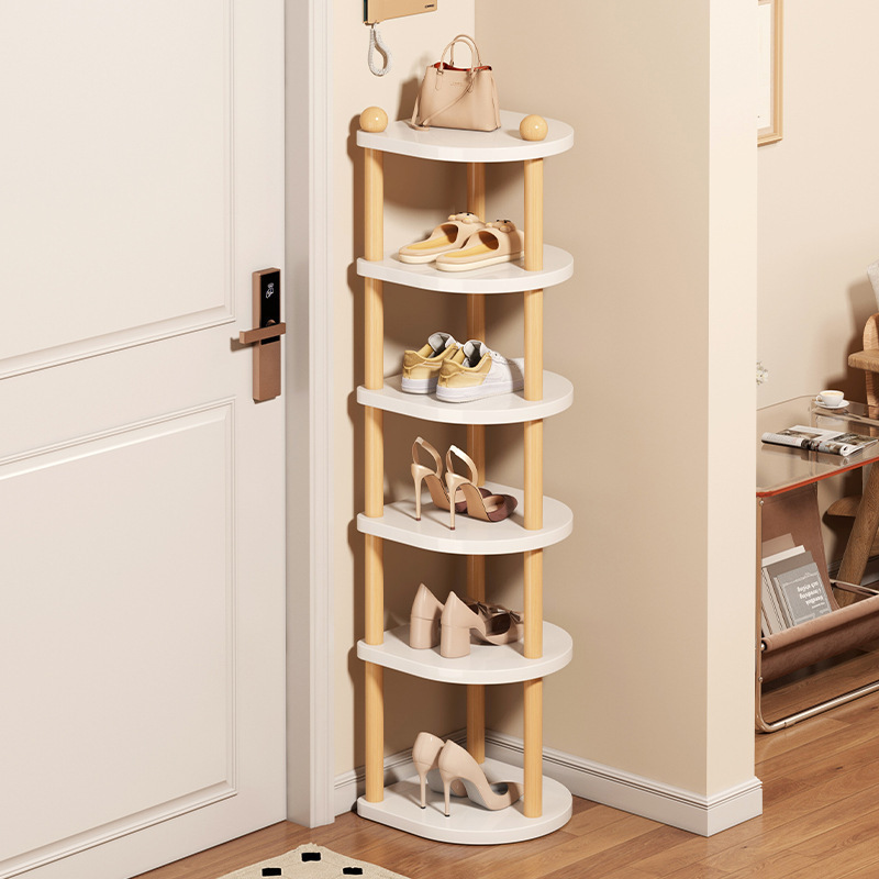 Multi-layer solid wood Shoe Rack Simple Easy To Assemble Household Removable natural wood color Shoes Holder With small Space