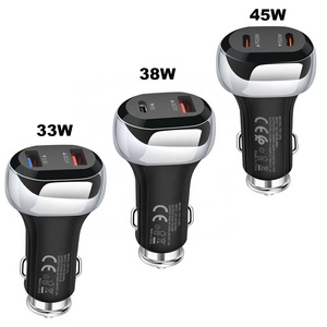 OEM Mobile Phone PD 33W 38W 45W PD20W 30W QC3.0 USB C Quick Charge Type-c Dual Usb Type C Port Mini Car Charger