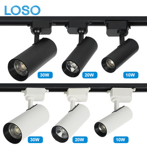 LOSO High Quality Commercial Lighting White Black Aluminum 10W 20W 30W Ceiling LED Track Light