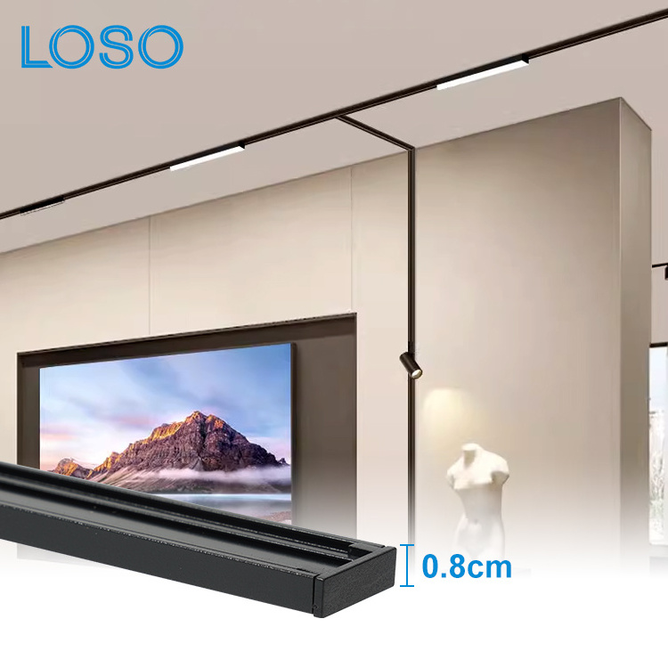 LOSO Commercial Lighting 48V Office Hotel Home Ultra Thin Aluminum Recessed LED Magnetic Track Light