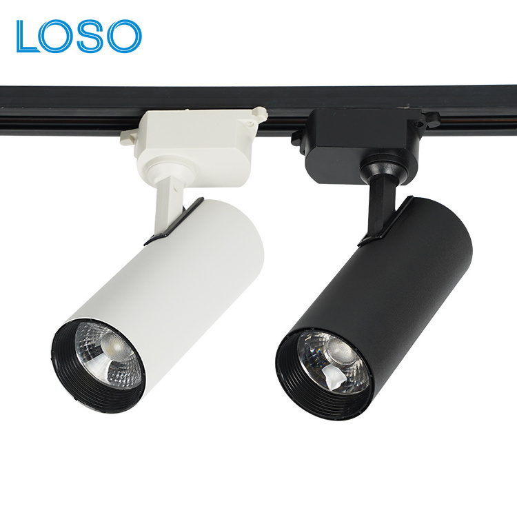 LOSO High Quality Commercial Lighting White Black Aluminum 10W 20W 30W Ceiling LED Track Light