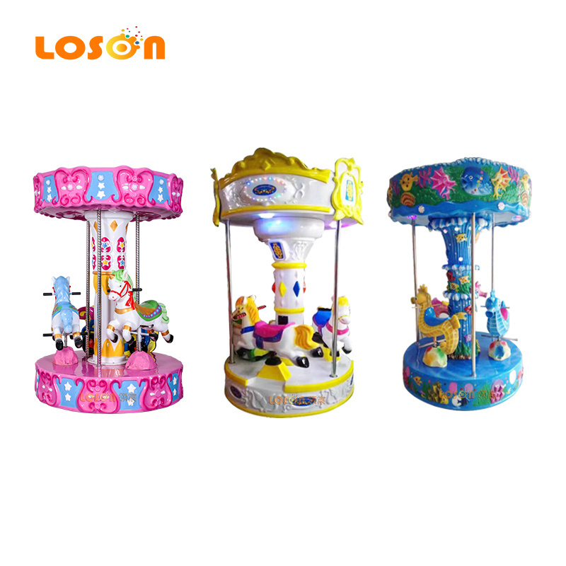 Manufacturer children 3 seats electric merry go round mini carousel kiddie ride indoor games machine