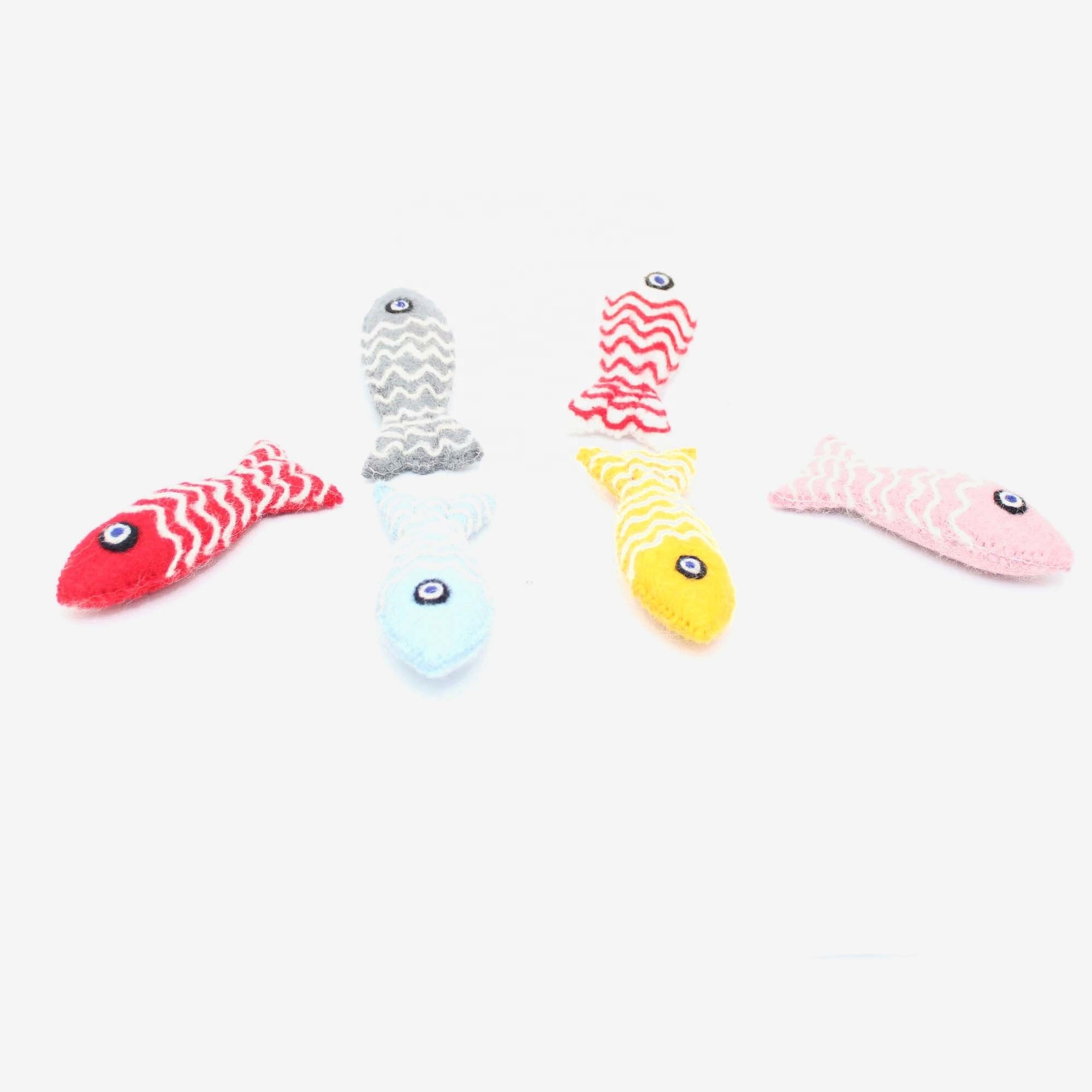 Adorable Cat Toys Colorful Handmade Felt Fish Pet Toys Holiday Gifts for Cats Pets | 100% New Zealand wool