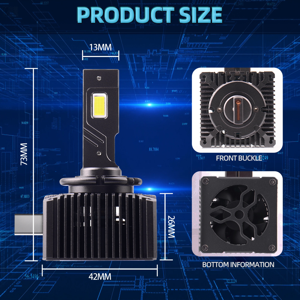 roadsun 55W 12000LM 6500K D2S D2R D4S D3S Led Lamp OEM Replacement Error Free Canbus D1S LED Headlight Lighting System Bulb